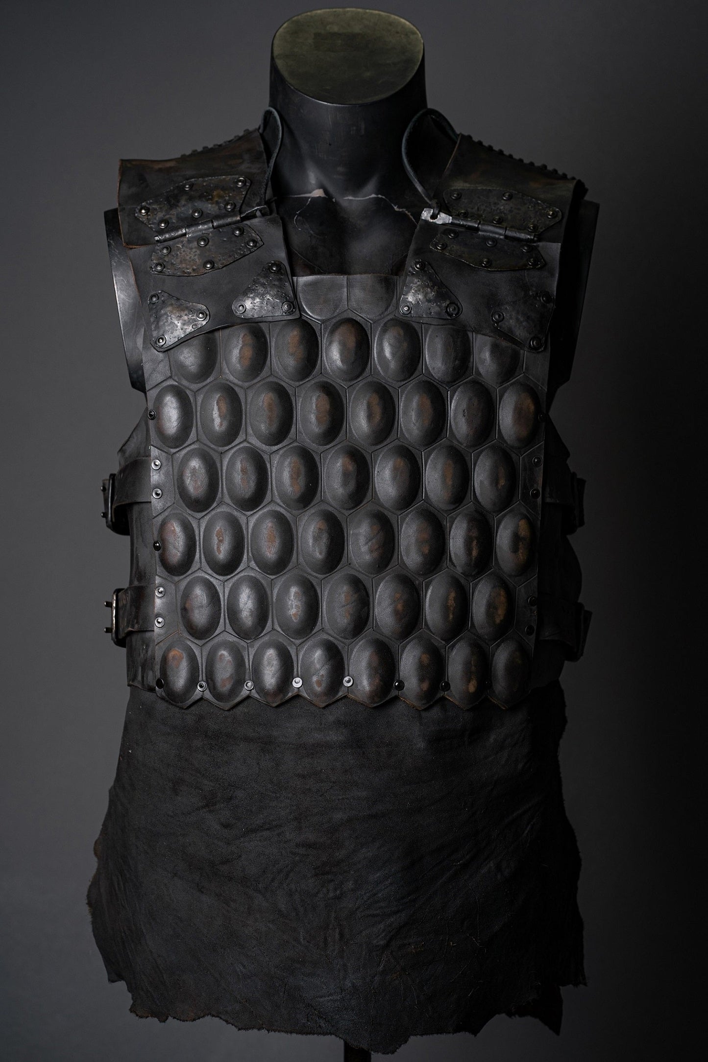 LARP leather cuirass with brass accents - SokolArmory