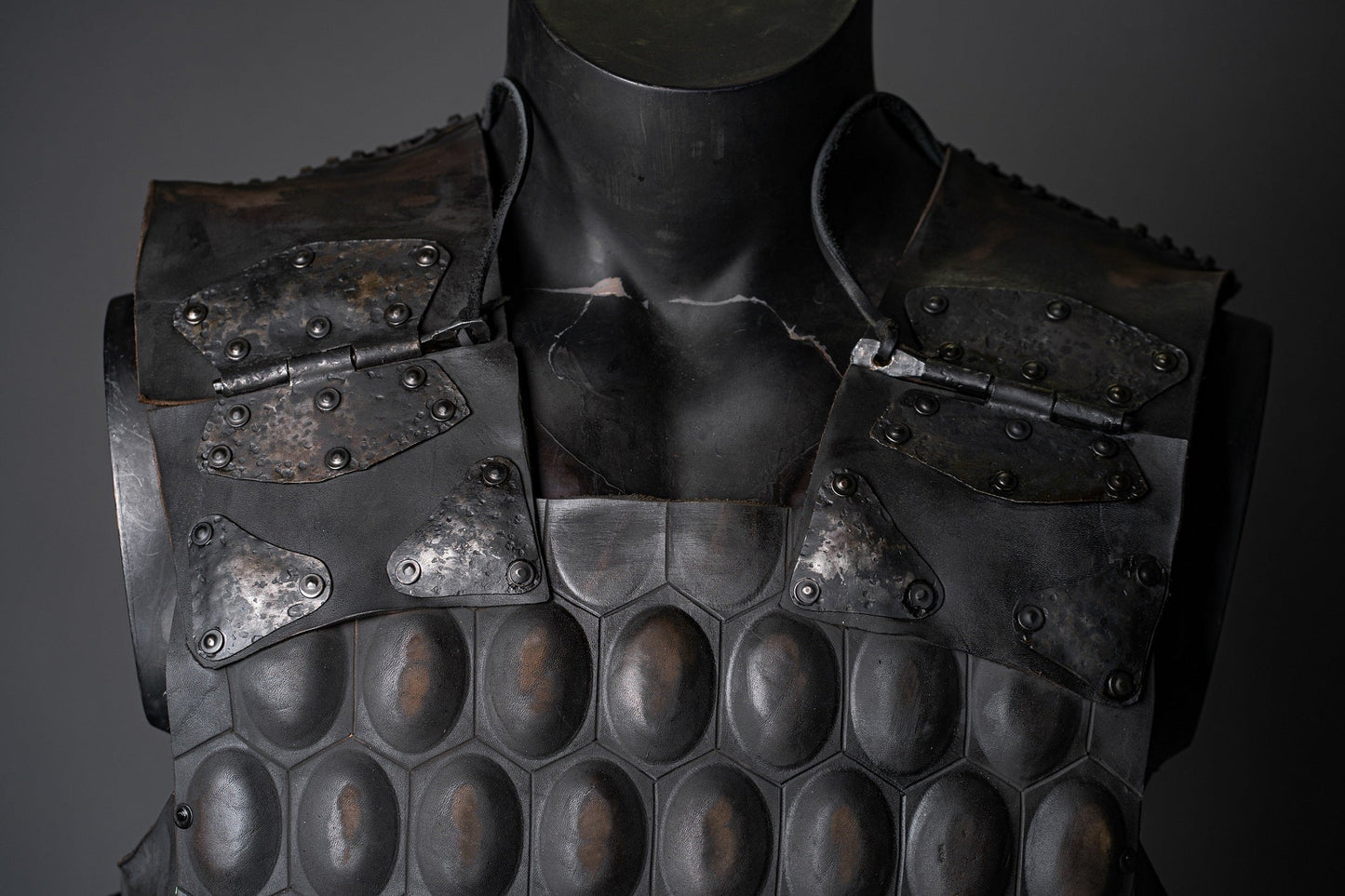 LARP leather cuirass with brass accents - SokolArmory