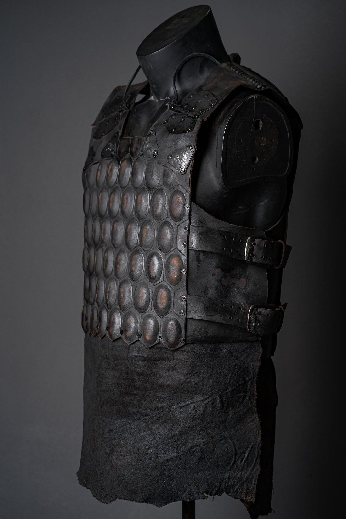 LARP leather cuirass with brass accents - SokolArmory