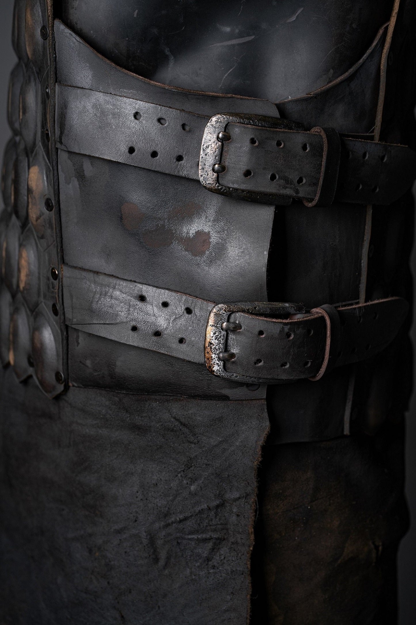 LARP leather cuirass with brass accents - SokolArmory