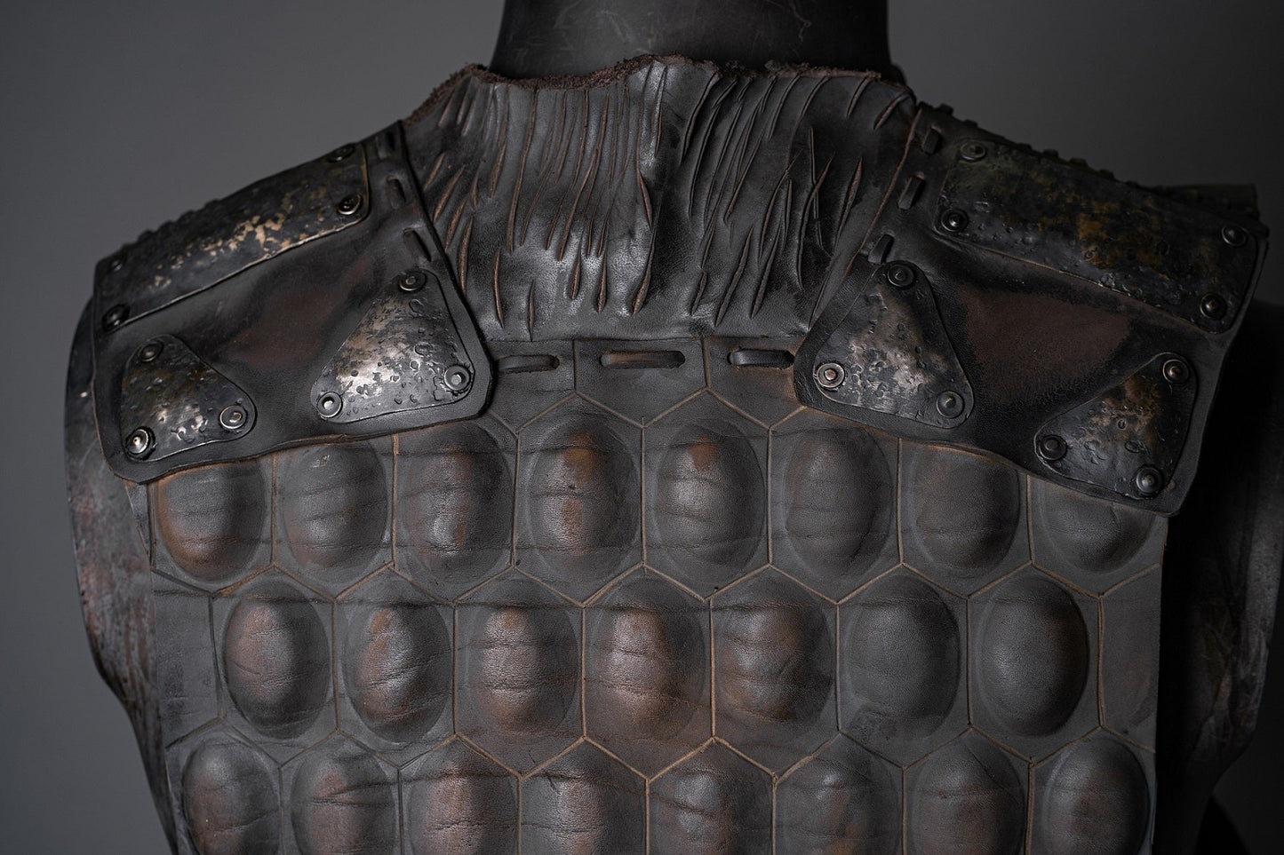 LARP leather cuirass with brass accents - SokolArmory