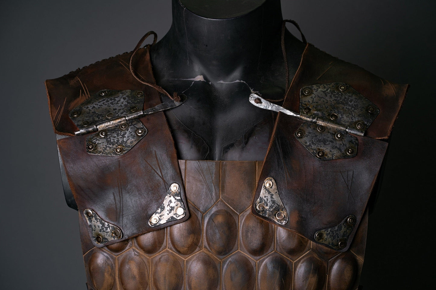 LARP leather cuirass with brass accents - SokolArmory
