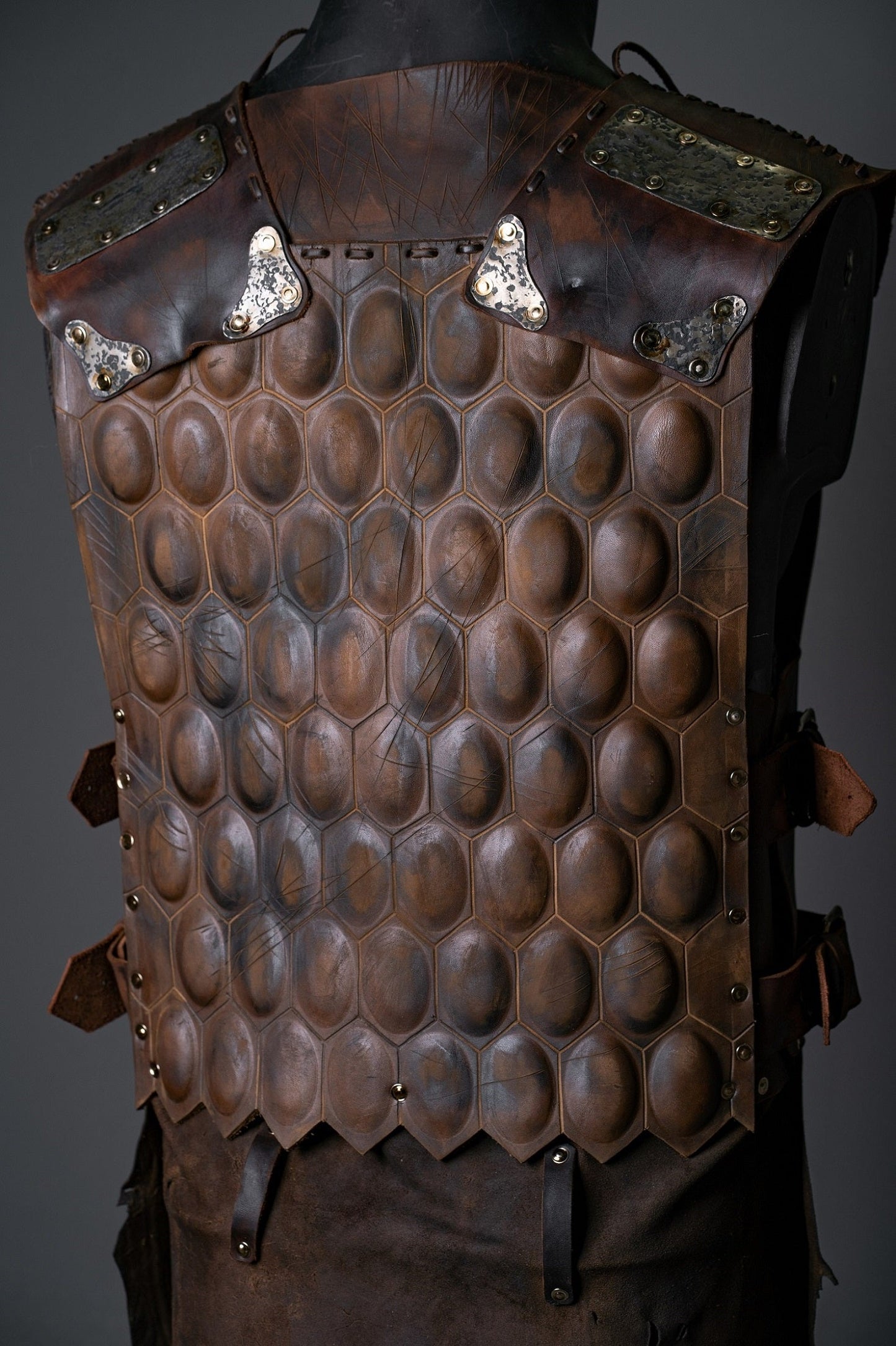 LARP leather cuirass with brass accents - SokolArmory