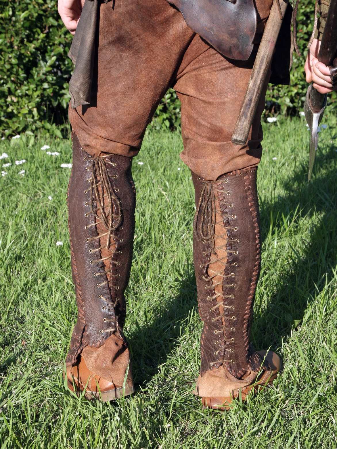 Floki leather shin guards (Vikings) - SokolArmory