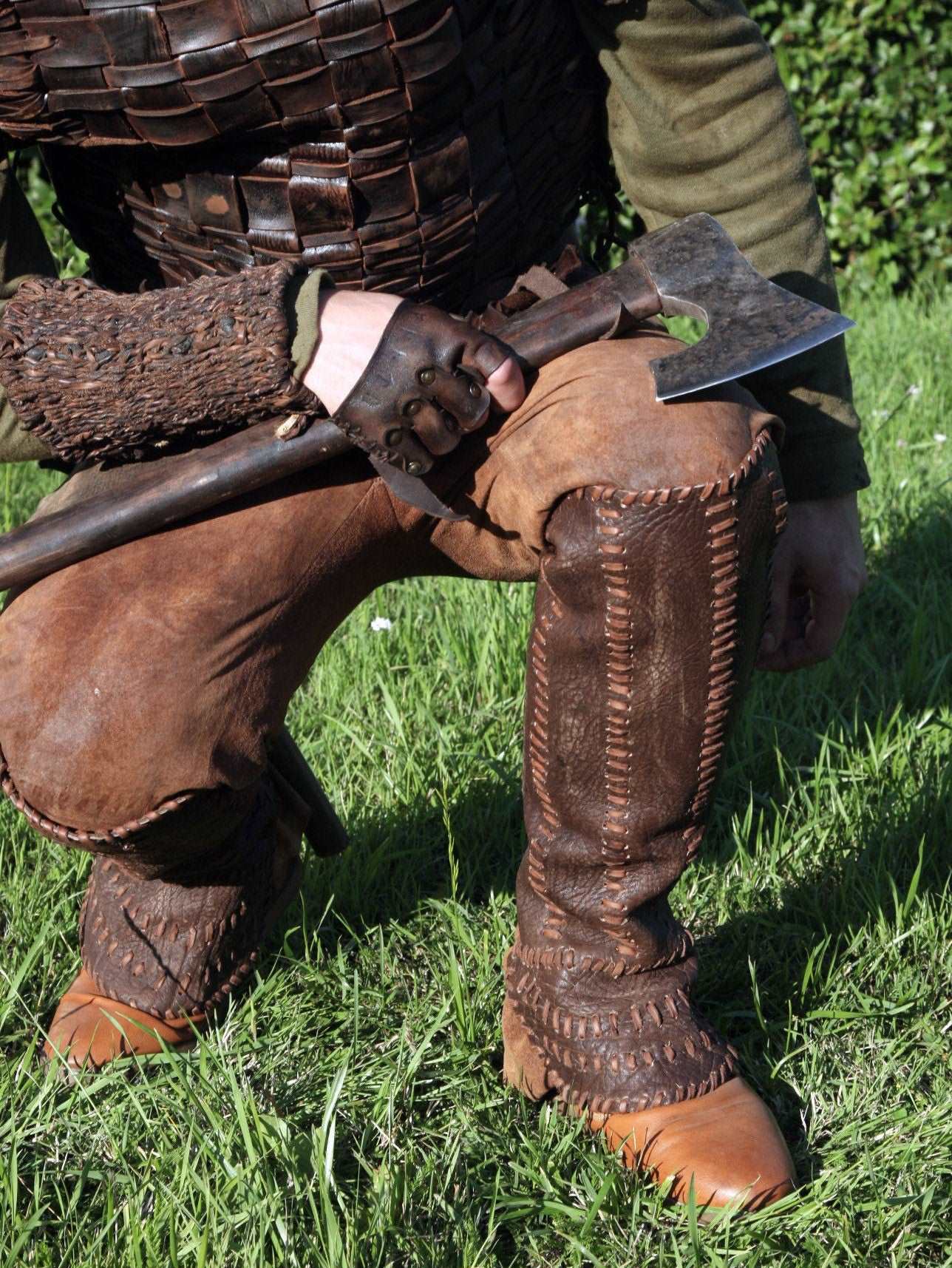 Floki leather shin guards (Vikings) - SokolArmory
