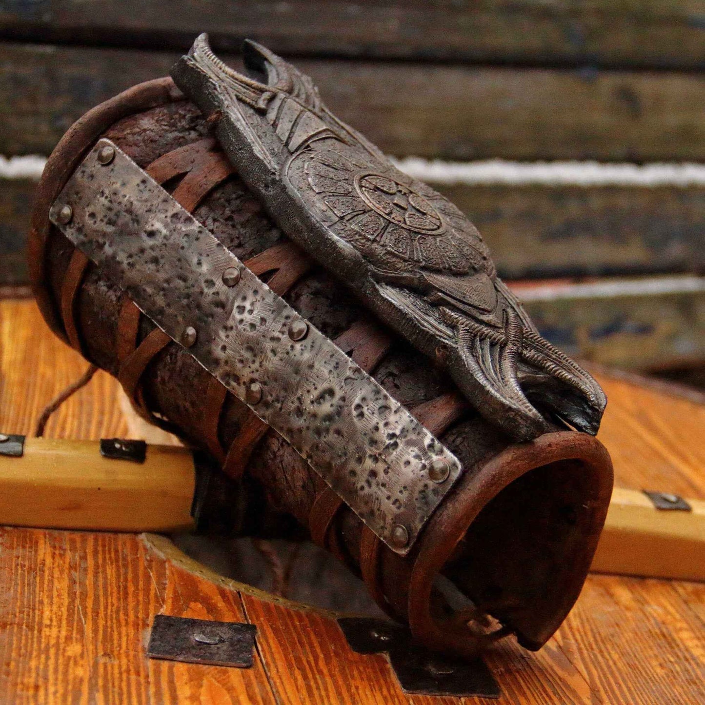 Leather bracer with shild (God of War) - SokolArmory