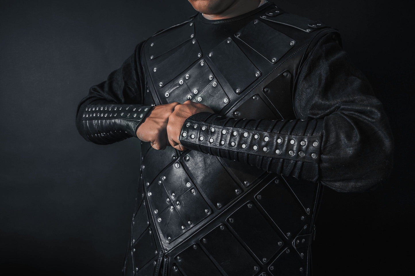 Medieval leather bracers with rivets - SokolArmory