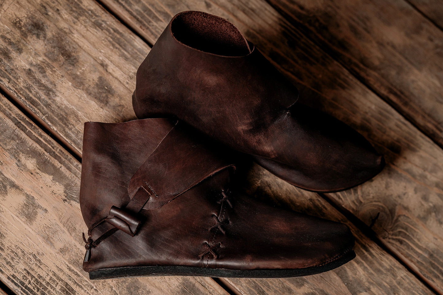 Medieval leather boots with soft sole - SokolArmory