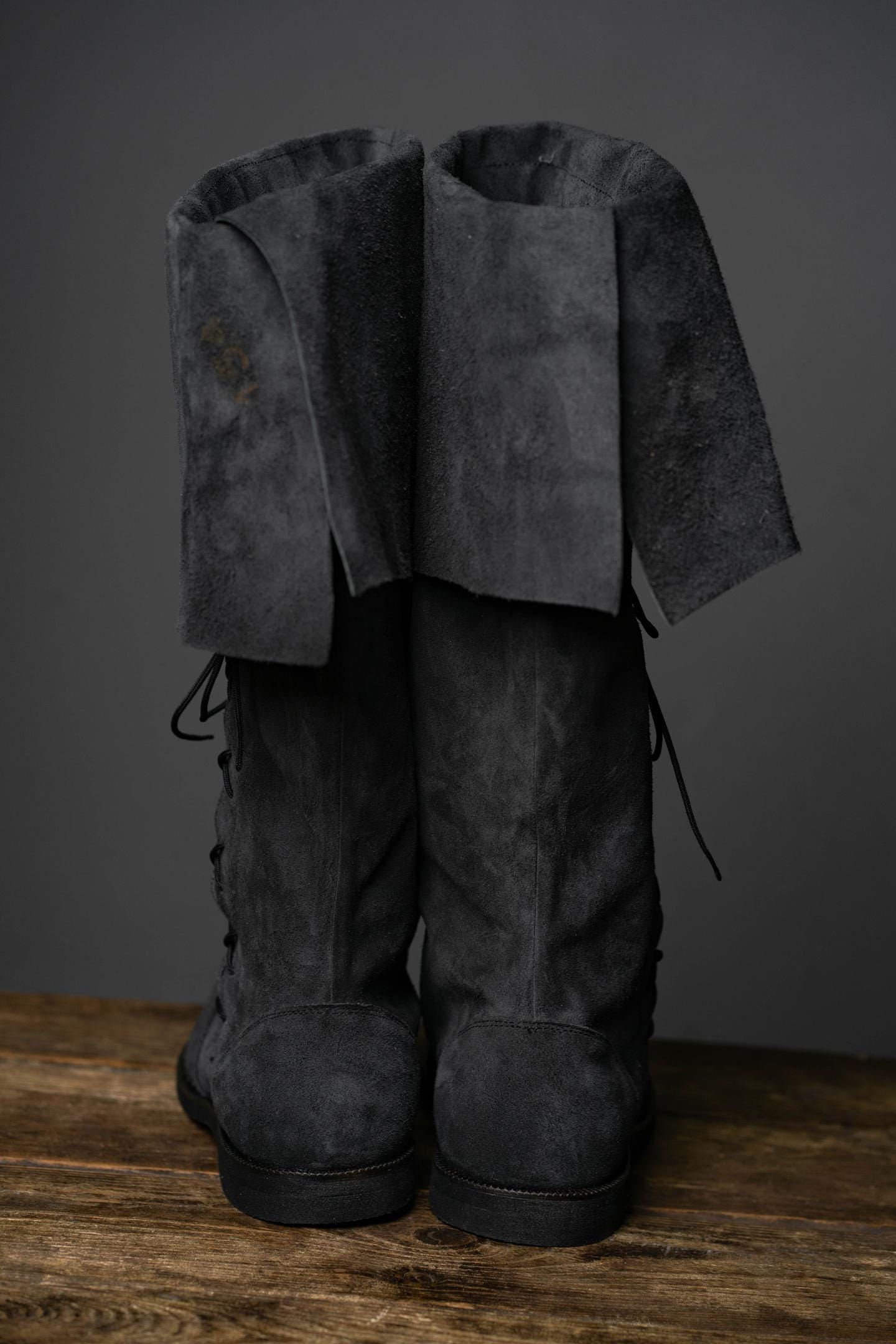 Medieval Black Suede Boots "Ranger" - SokolArmory