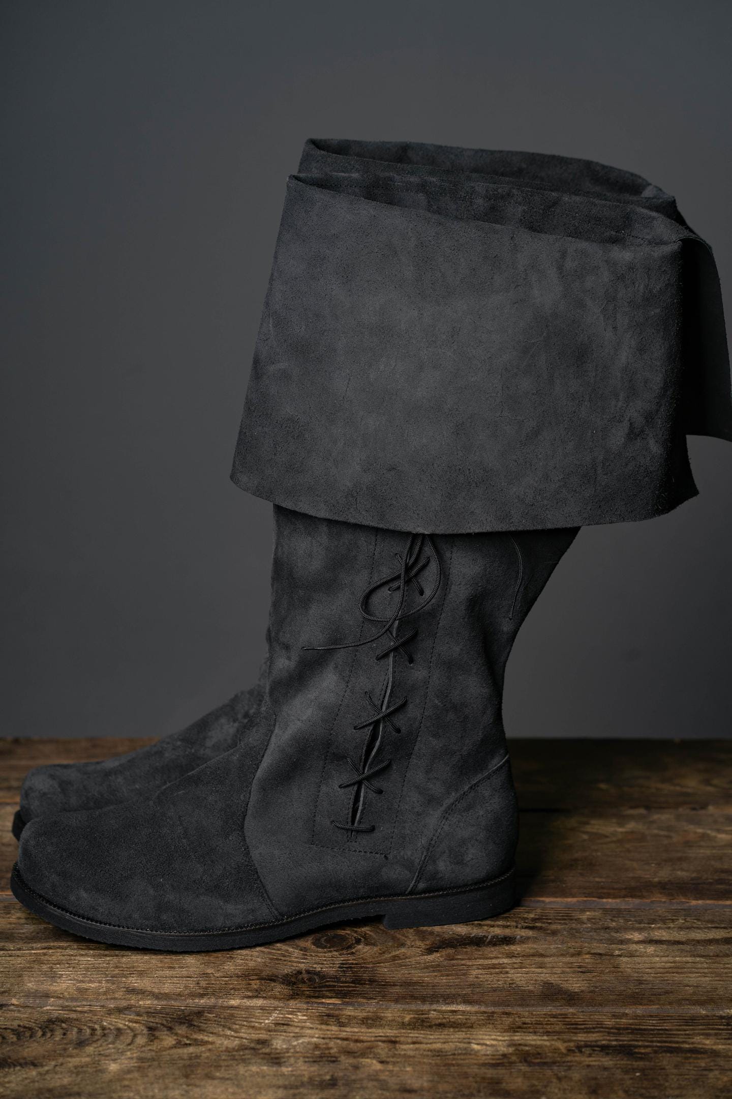 Medieval Black Suede Boots "Ranger" - SokolArmory