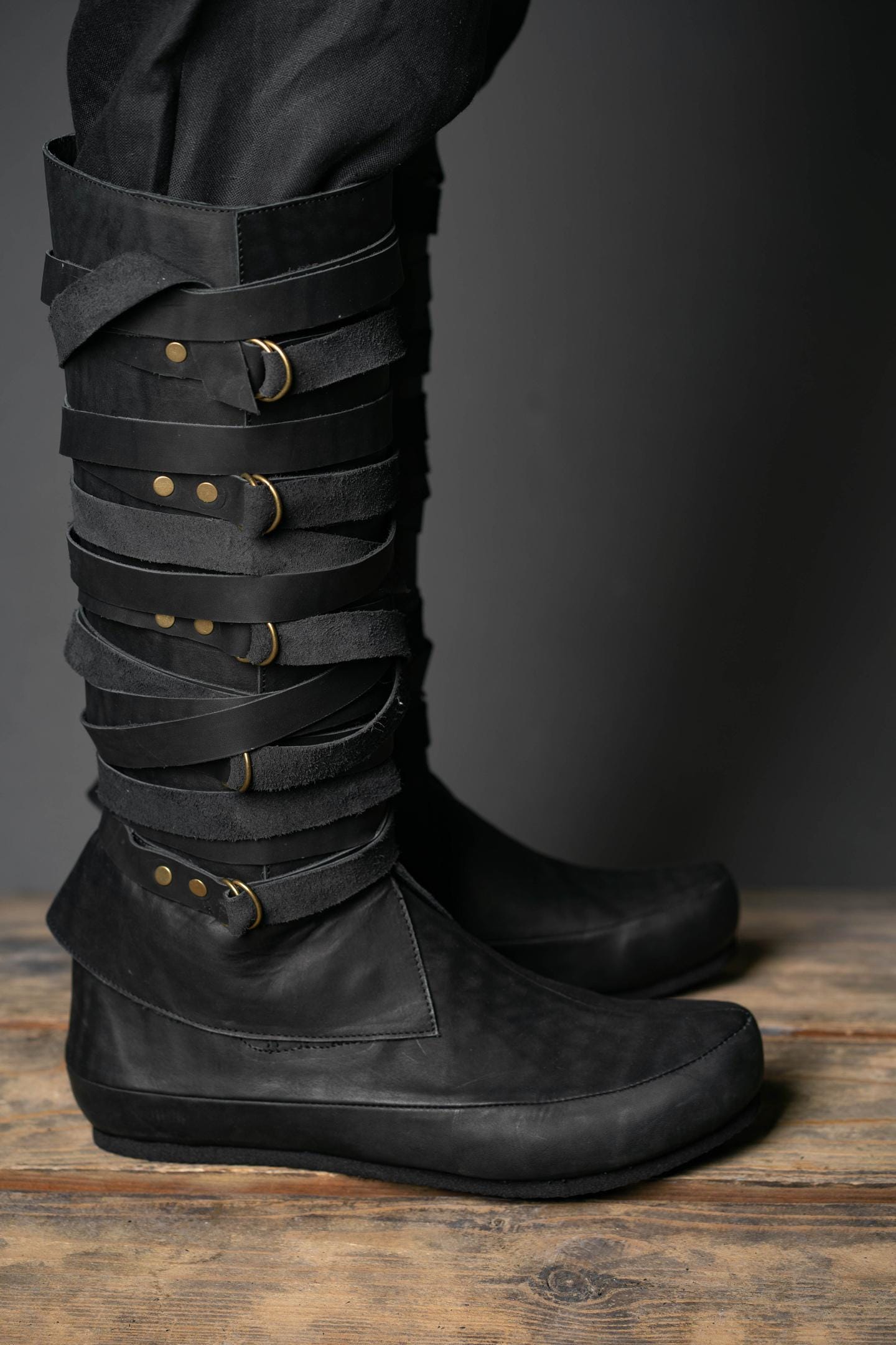 Black High Leather Boots "Assassin" - SokolArmory