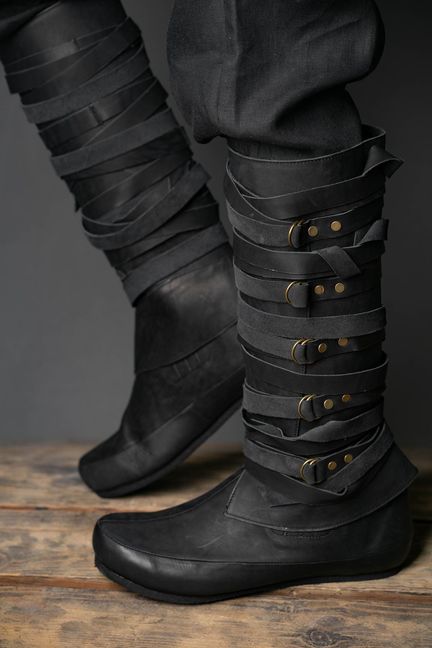 Black High Leather Boots "Assassin" - SokolArmory