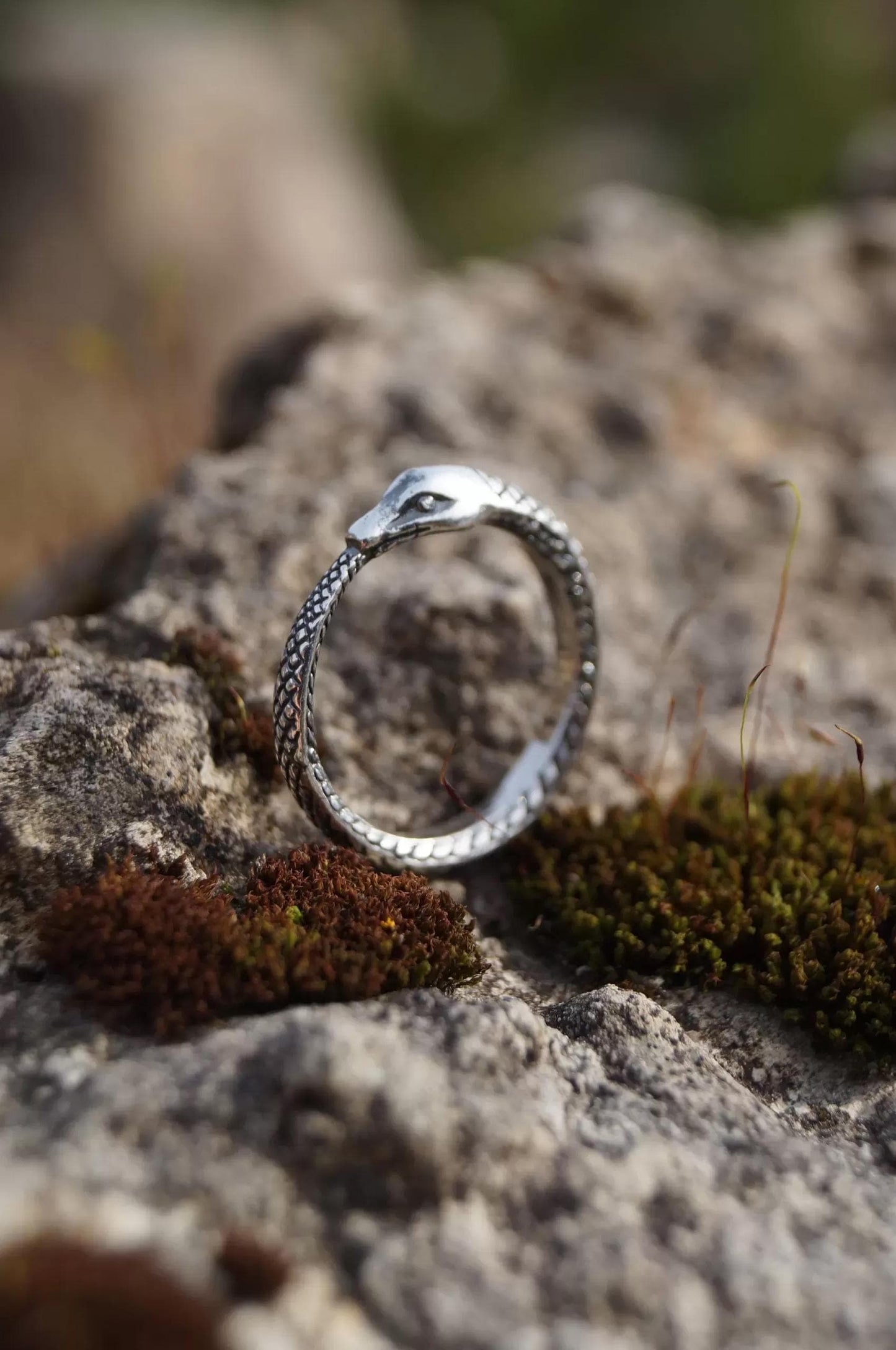 Ouroboros Snake Silver Ring - SokolArmory