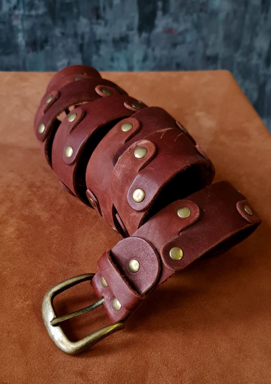 Men's brown belt "Dragon Scale" - SokolArmory