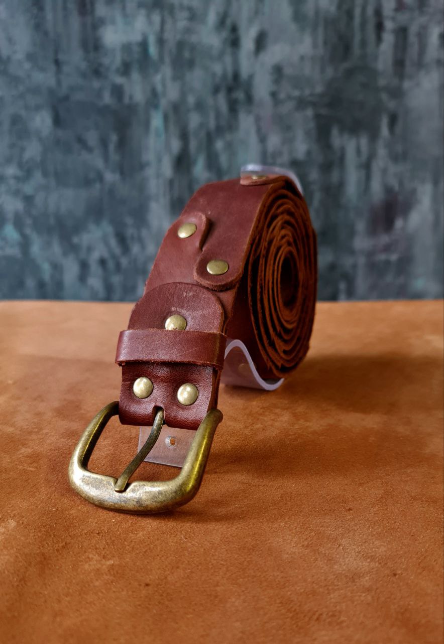 Men's brown belt "Dragon Scale" - SokolArmory