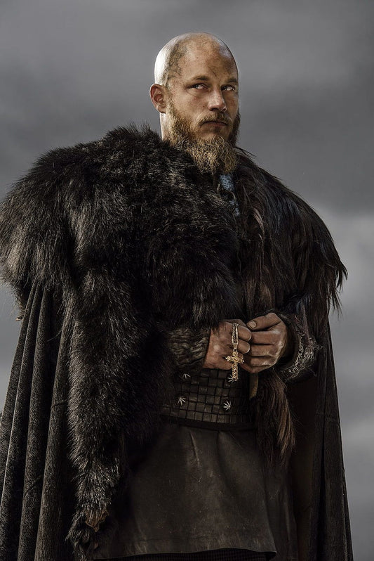 Ragnar viking cloak with artificial fur