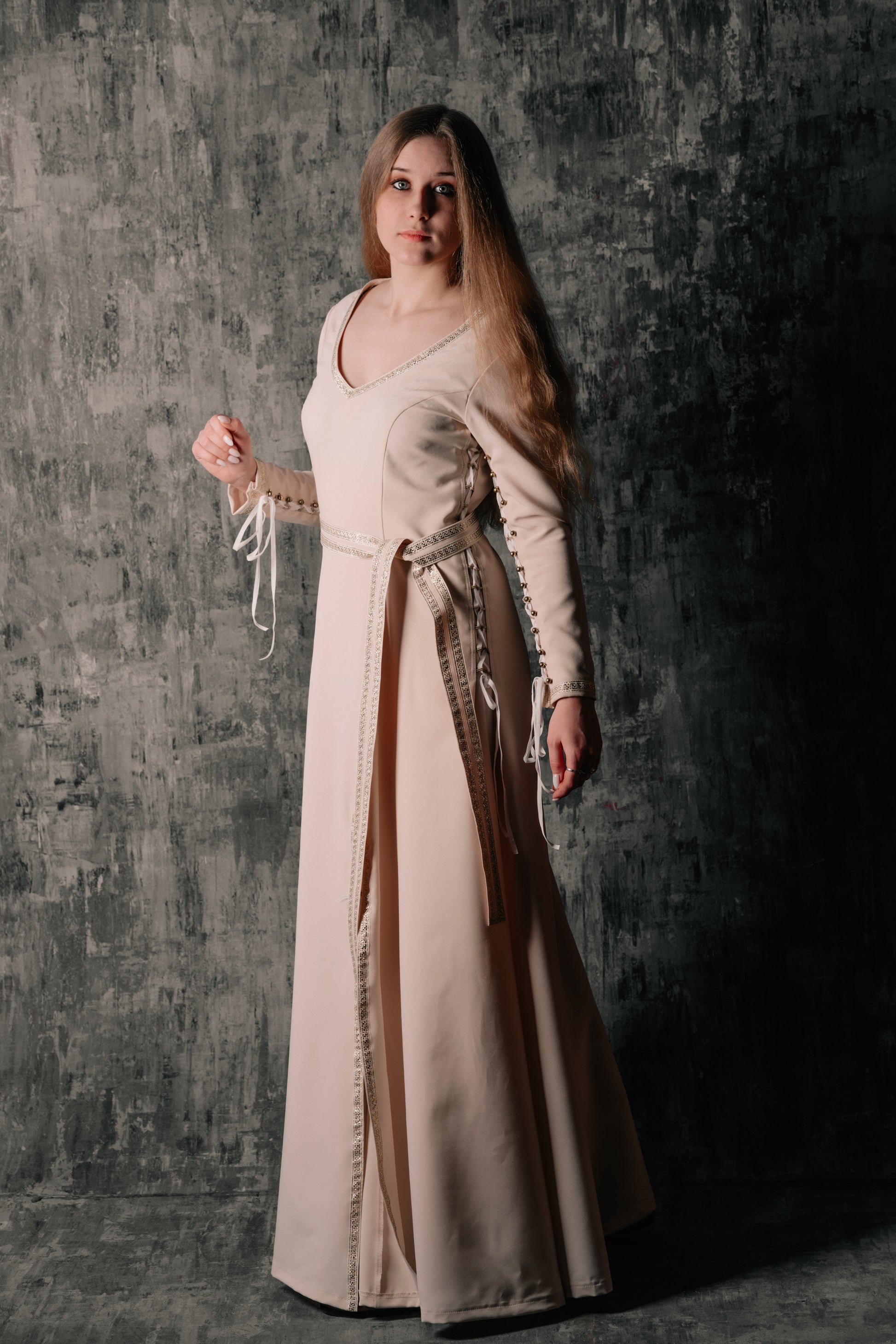 Elegant Lace-Up Violet Dress - SokolArmory