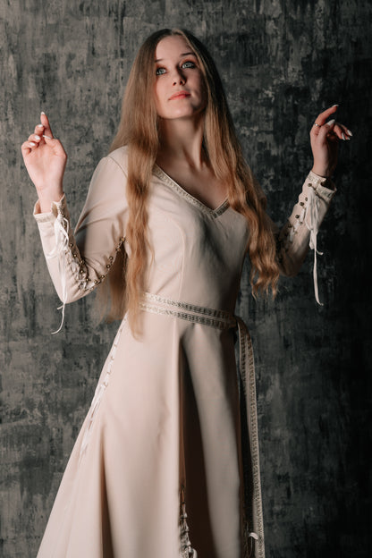 Elegant Lace-Up Blue Dress - SokolArmory