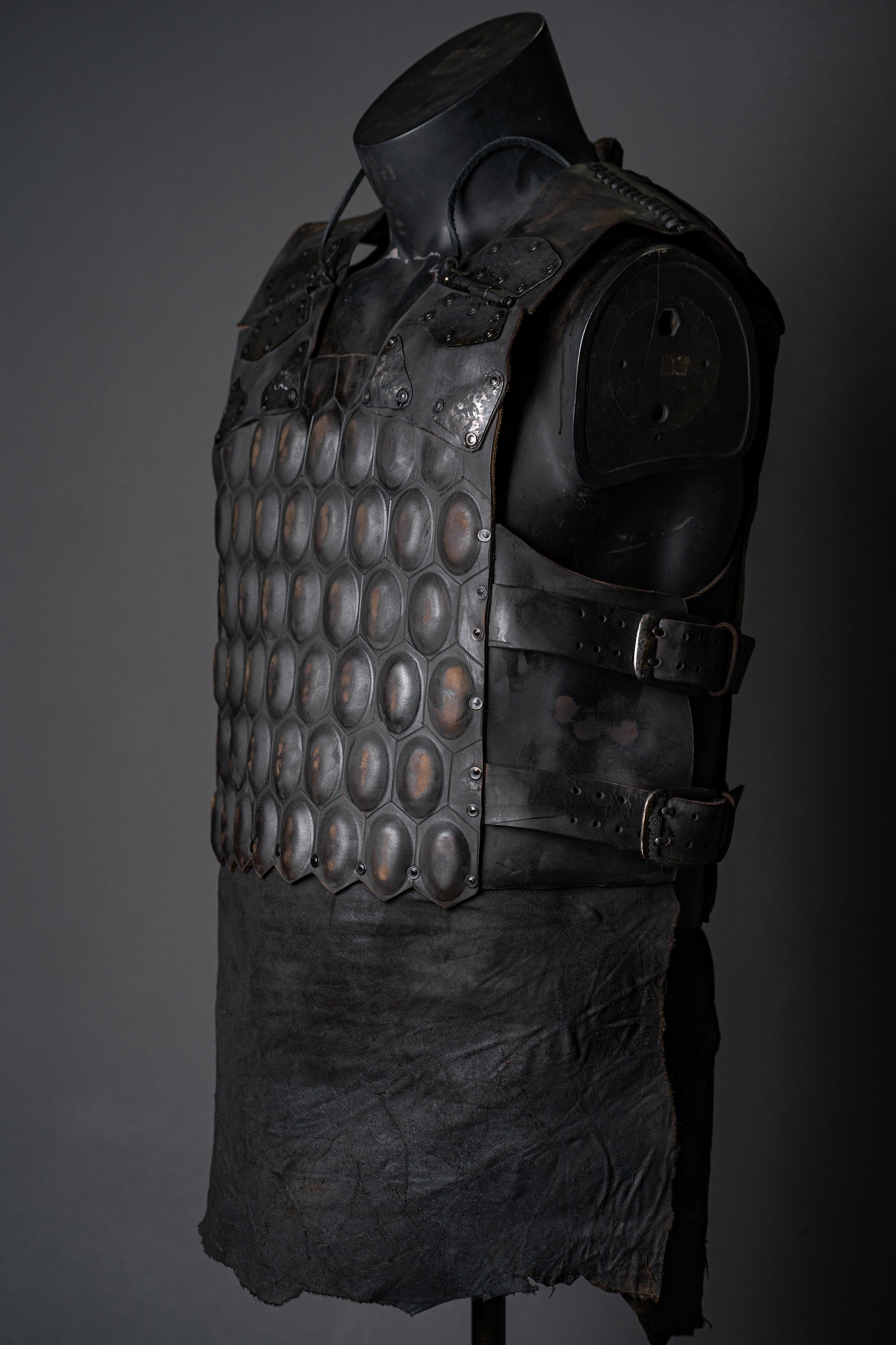 LARP leather cuirass with brass accents - SokolArmory