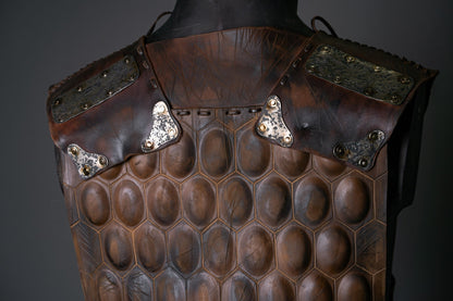 LARP leather cuirass with brass accents - SokolArmory