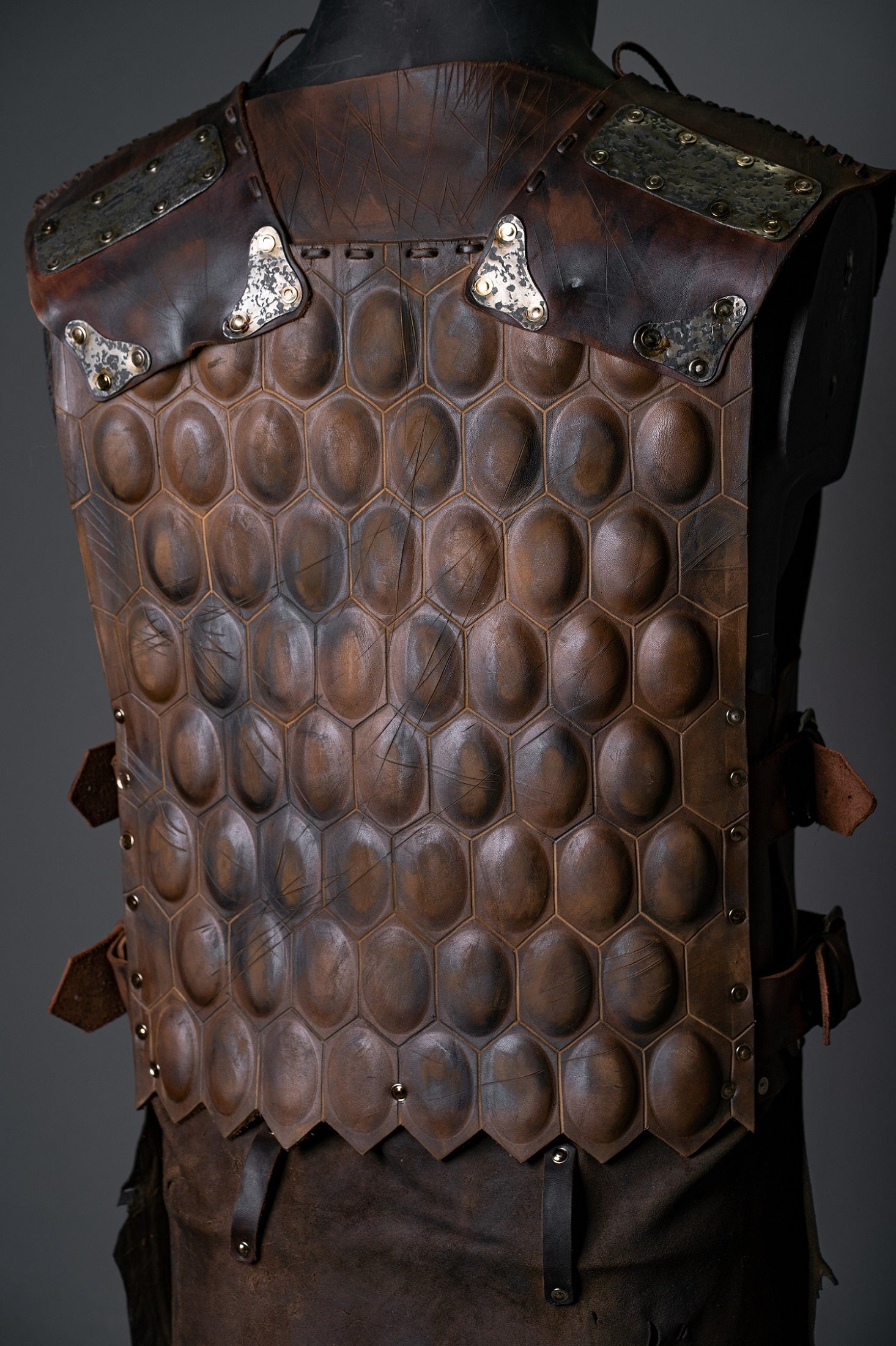 LARP leather cuirass with brass accents - SokolArmory