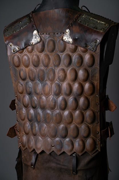 LARP leather cuirass with brass accents - SokolArmory