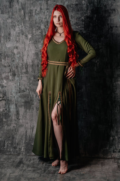 Elegant Lace-Up Violet Dress - SokolArmory