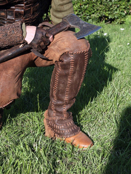 Floki leather shin guards (Vikings) - SokolArmory