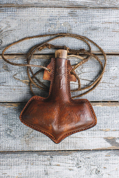 Celtic leather flask embossed - SokolArmory