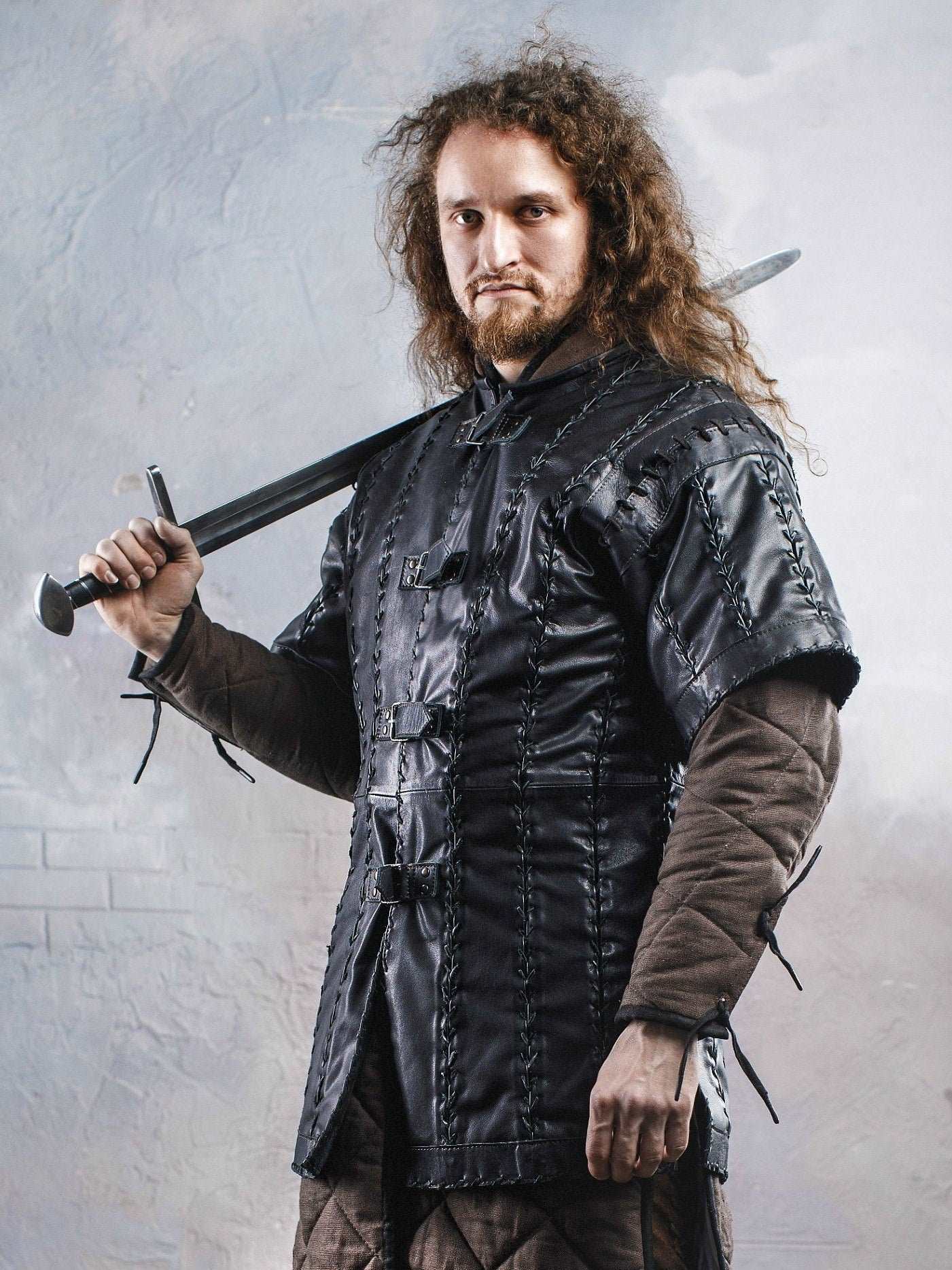 Battle black leather tunic - SokolArmory