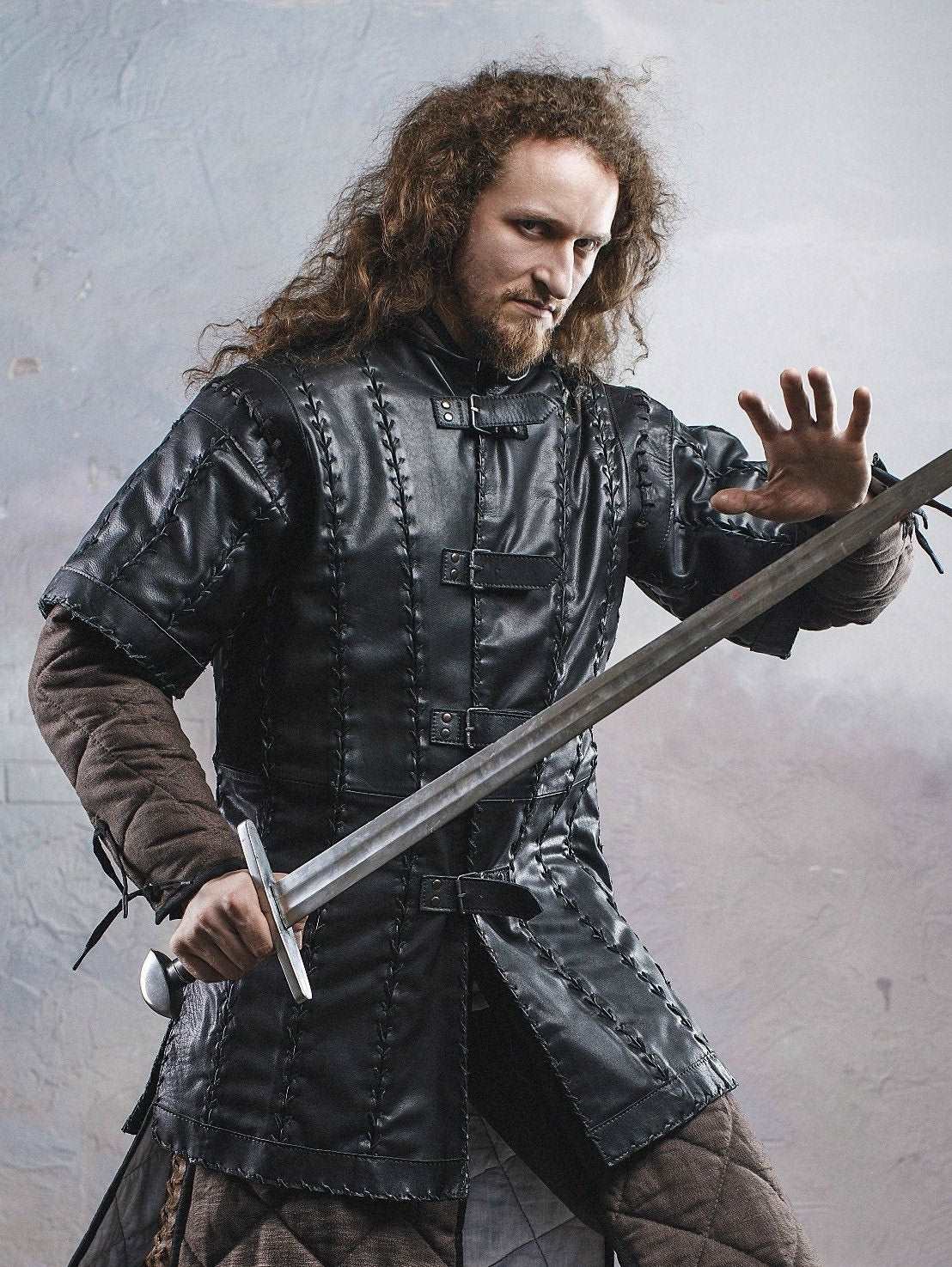 Battle black leather tunic - SokolArmory