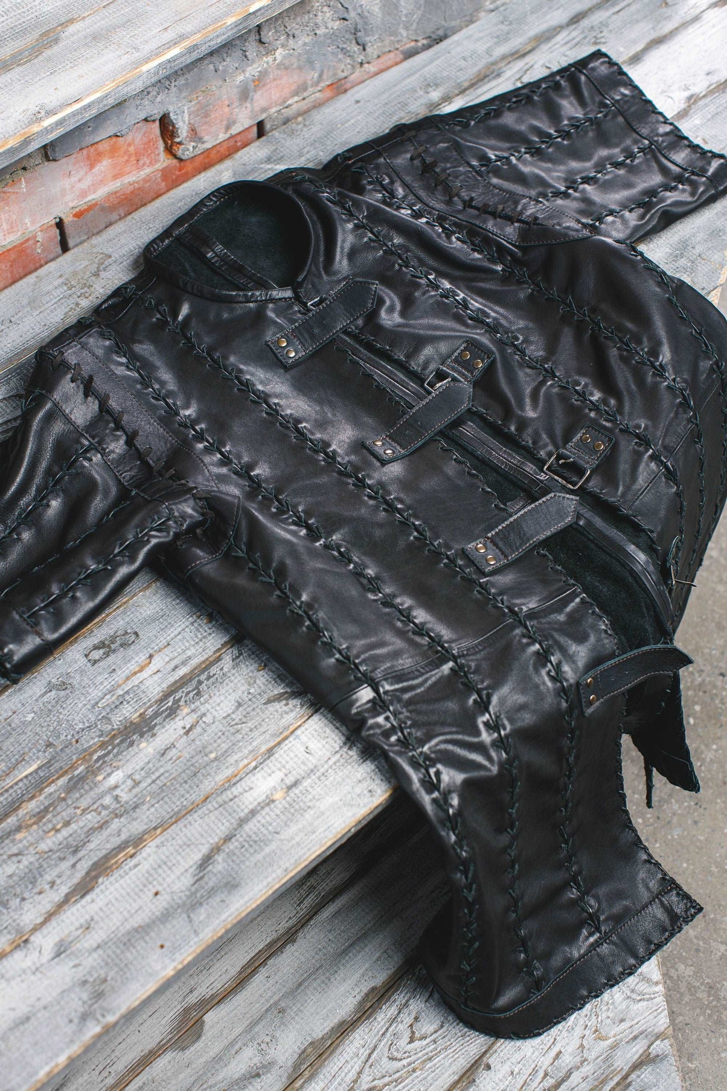 Battle black leather tunic - SokolArmory