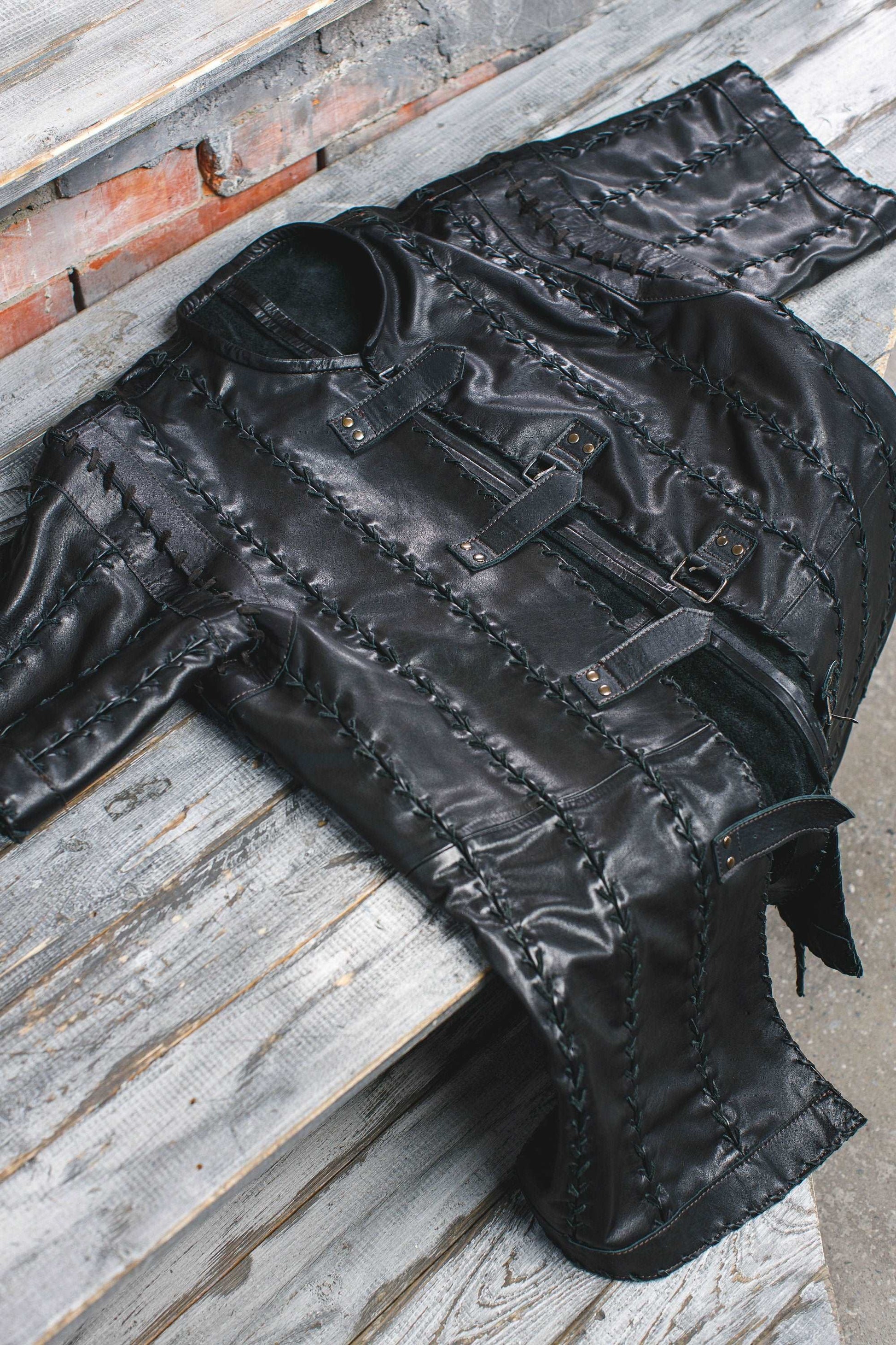 Battle black leather tunic - SokolArmory