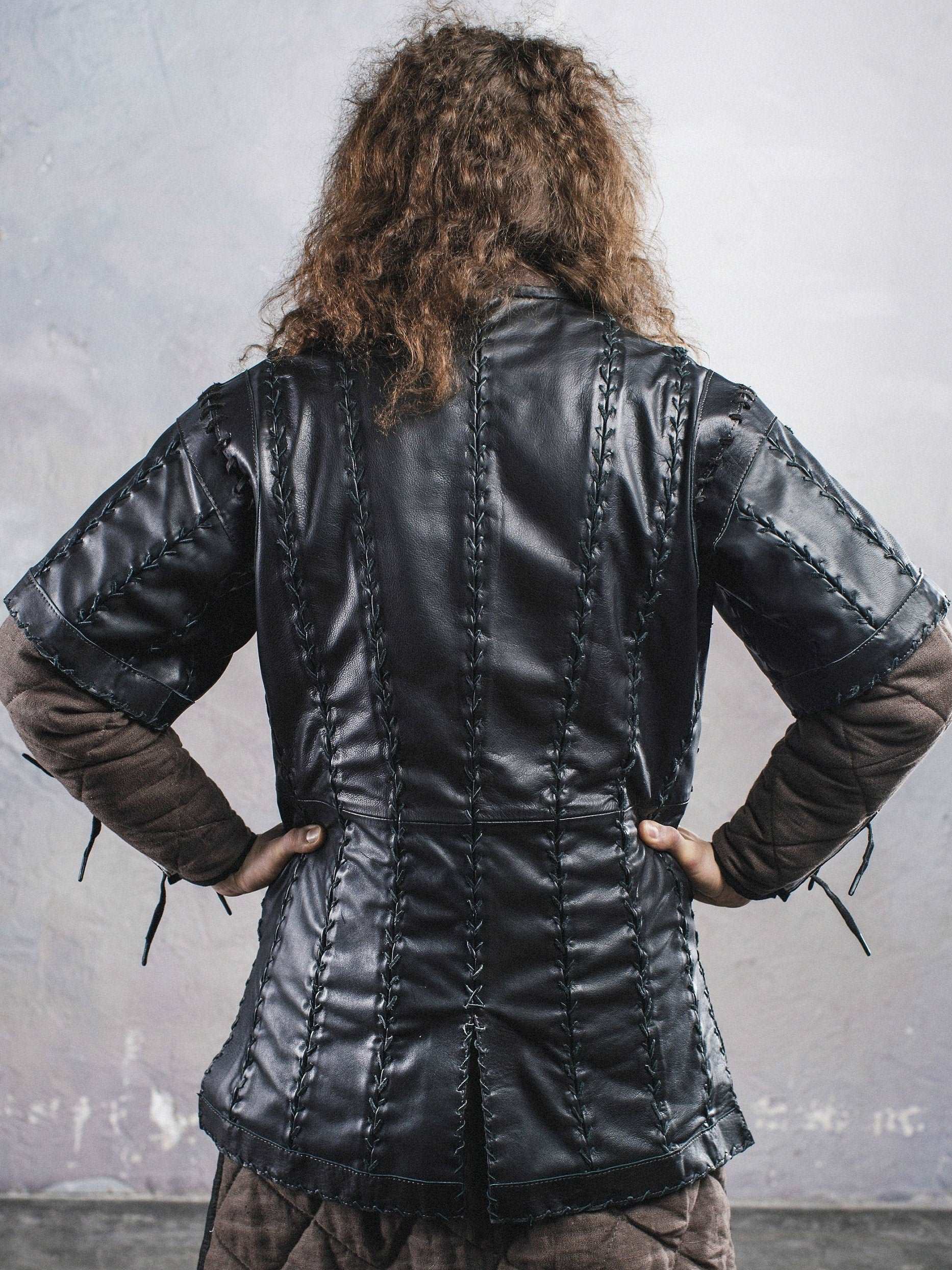 Battle black leather tunic - SokolArmory
