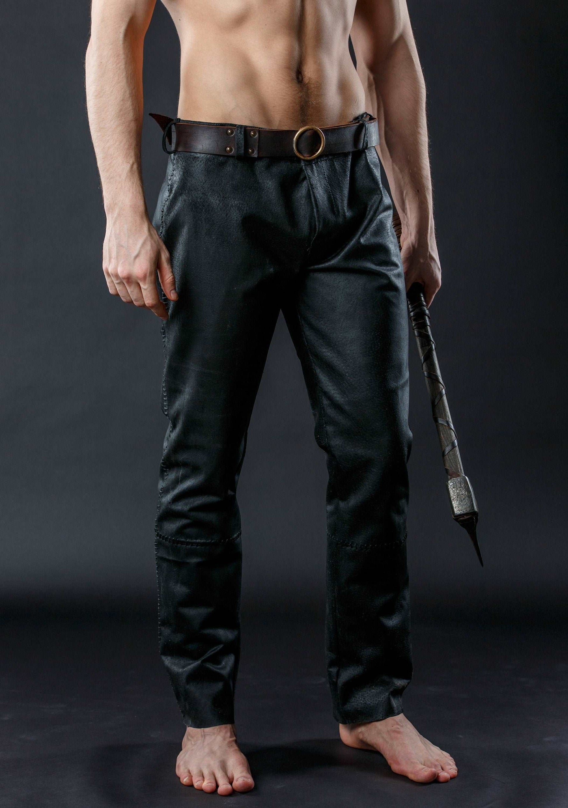 Black pirate trousers; viking larp pants - SokolArmory