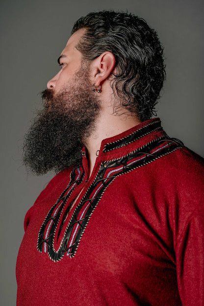 Harald red wool tunic (Vikings) - SokolArmory