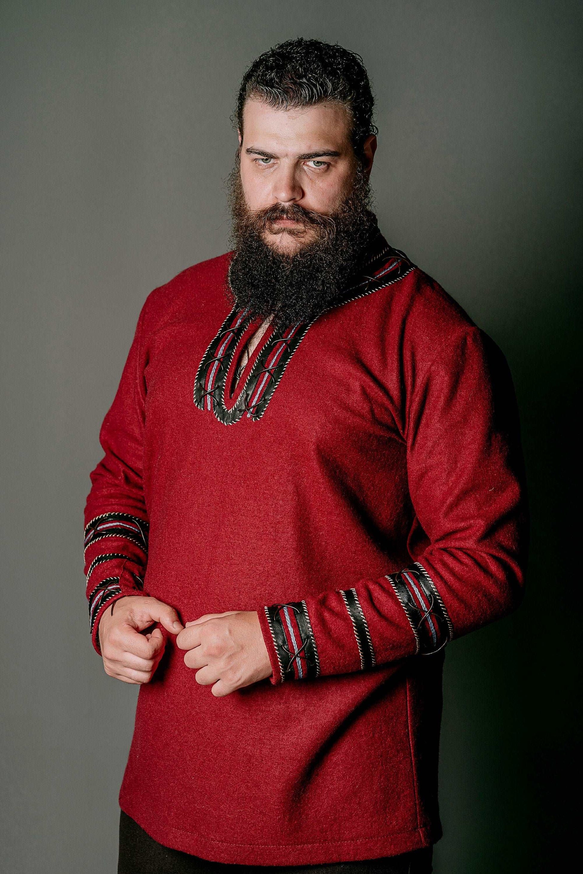 Harald red wool tunic (Vikings) - SokolArmory