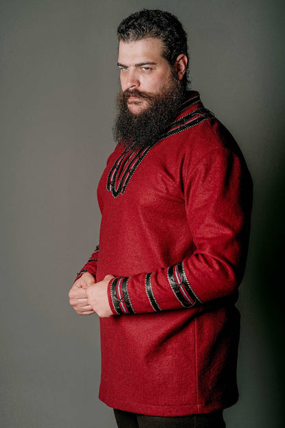 Harald red wool tunic (Vikings) - SokolArmory