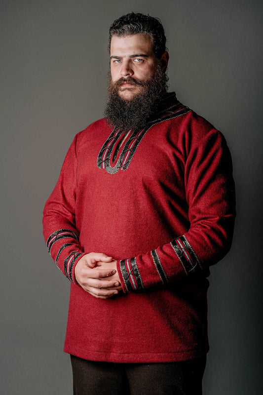 Harald red wool tunic (Vikings) - SokolArmory
