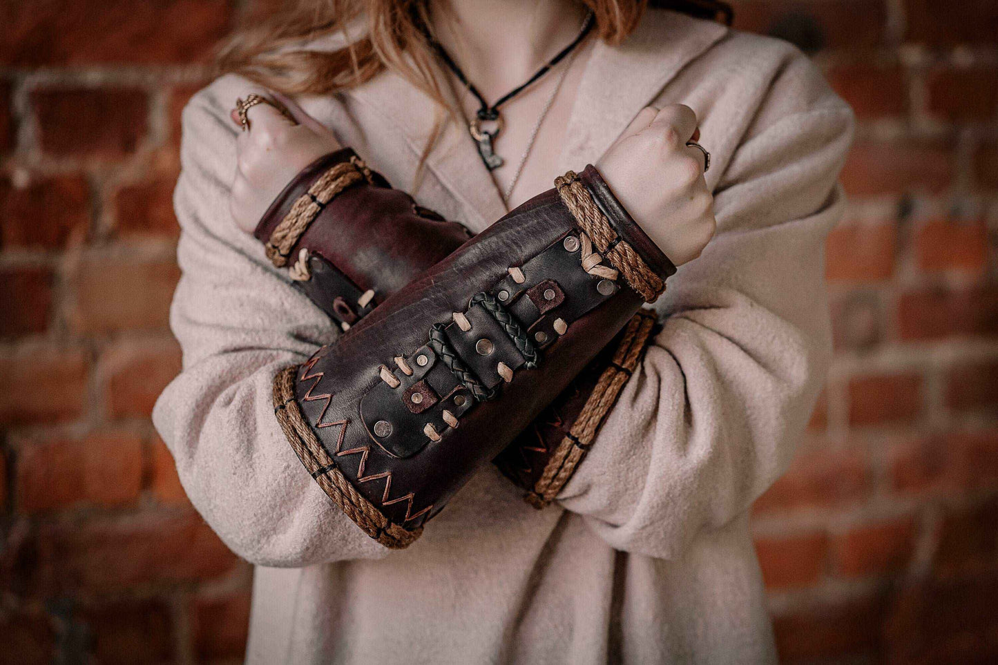 Celtic leather bracers - SokolArmory