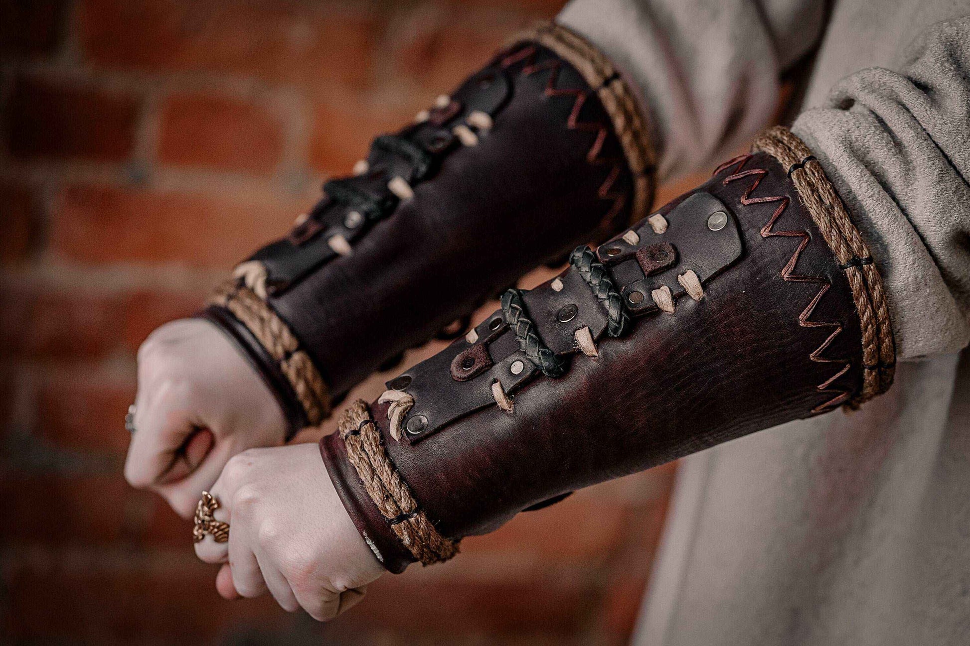 Celtic leather bracers - SokolArmory