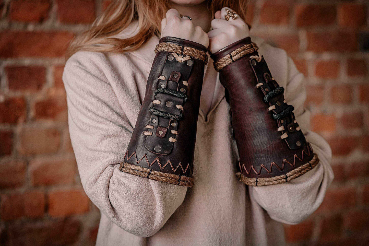 Celtic leather bracers - SokolArmory