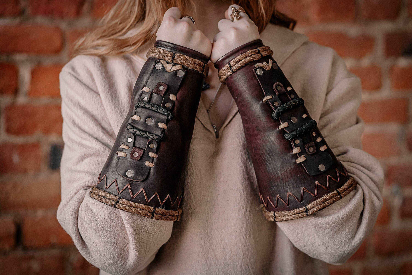 Celtic leather bracers - SokolArmory