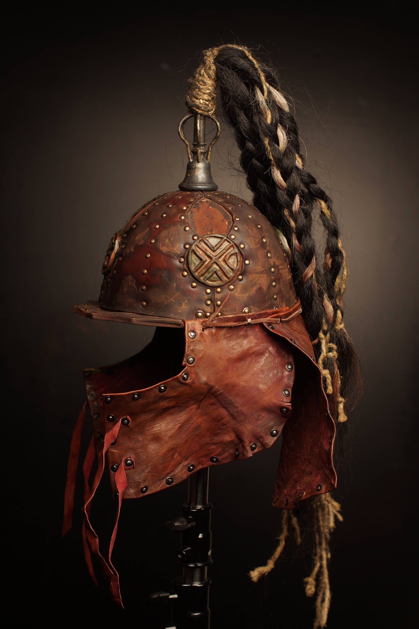 Medieval battle leather helmet - SokolArmory