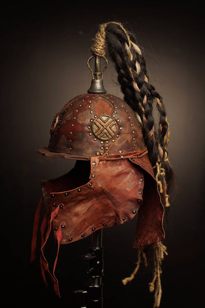 Medieval battle leather helmet - SokolArmory