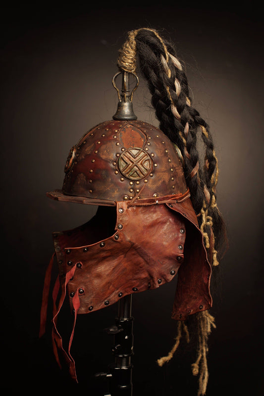 Medieval battle leather helmet - SokolArmory