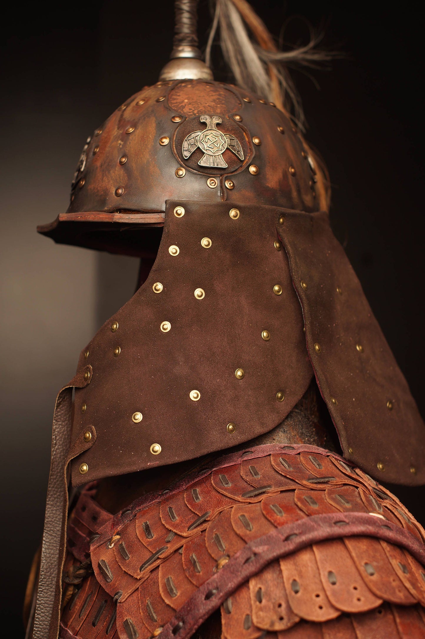 Medieval battle leather helmet - SokolArmory