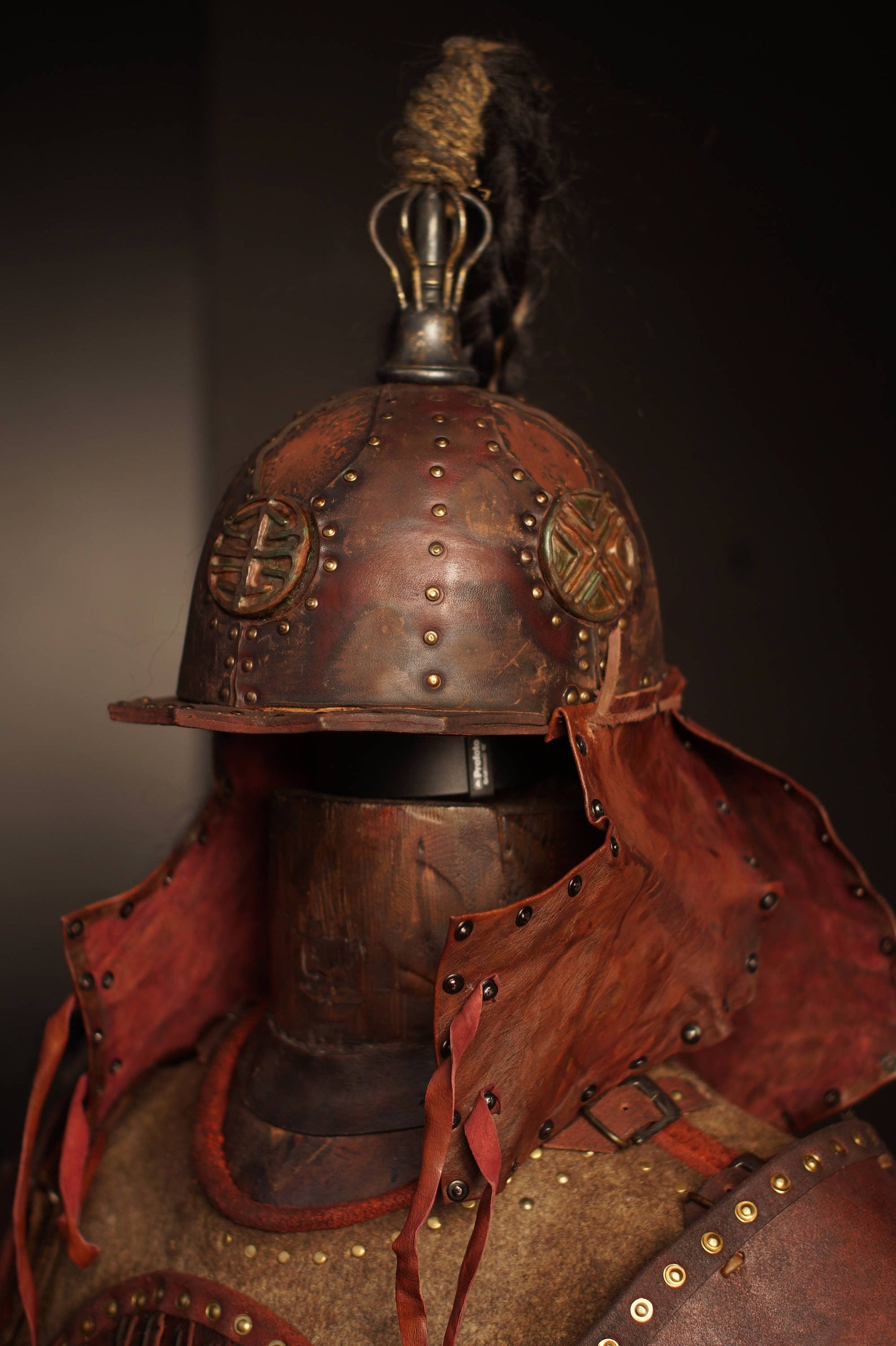 Medieval battle leather helmet - SokolArmory
