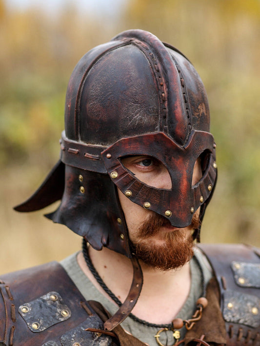Viking vendel leather helmet - SokolArmory