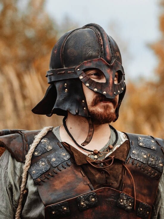 Viking vendel leather helmet - SokolArmory